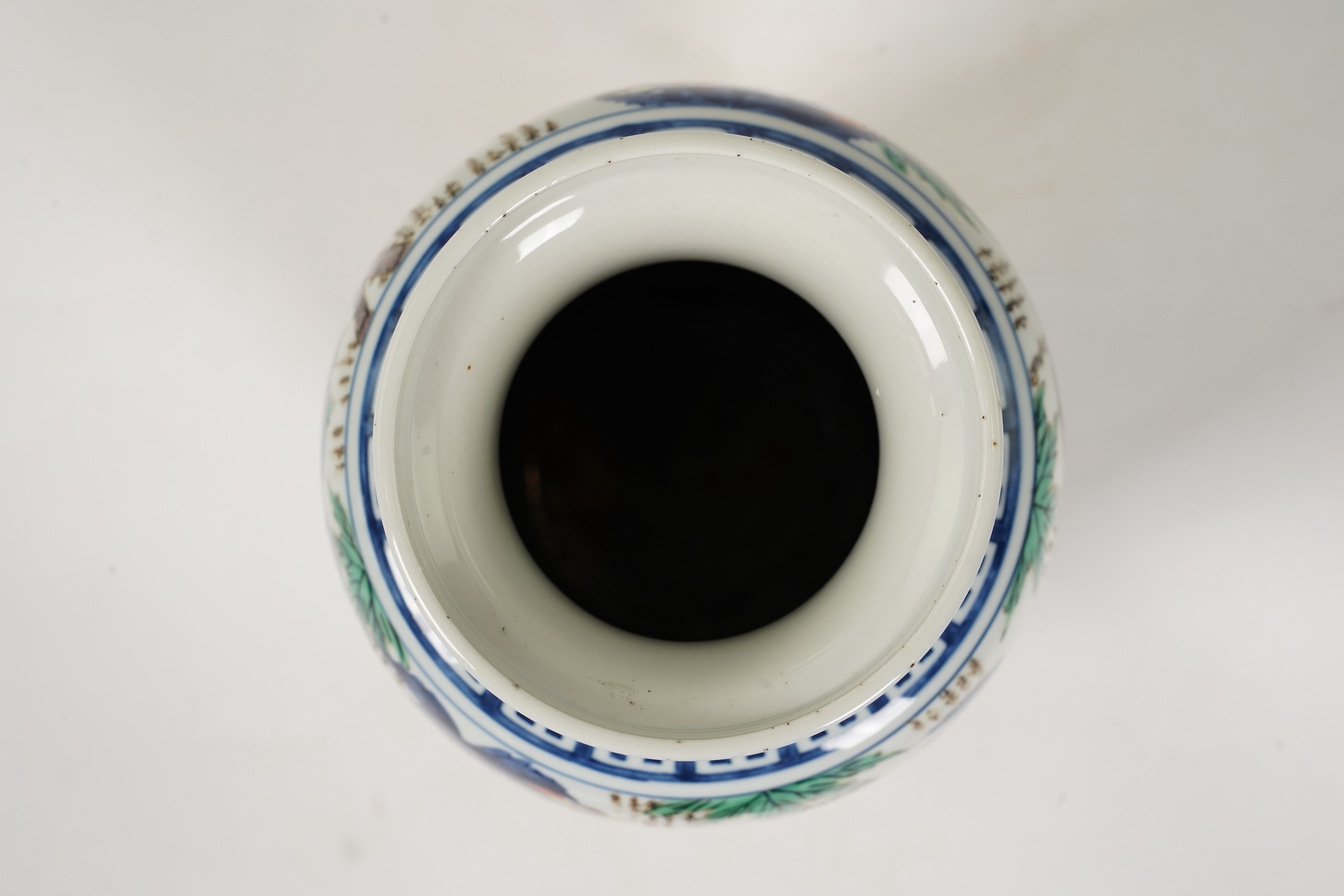 A Chinese wucai ‘squirrel and grapevine’ sleeve vase, Kangxi style